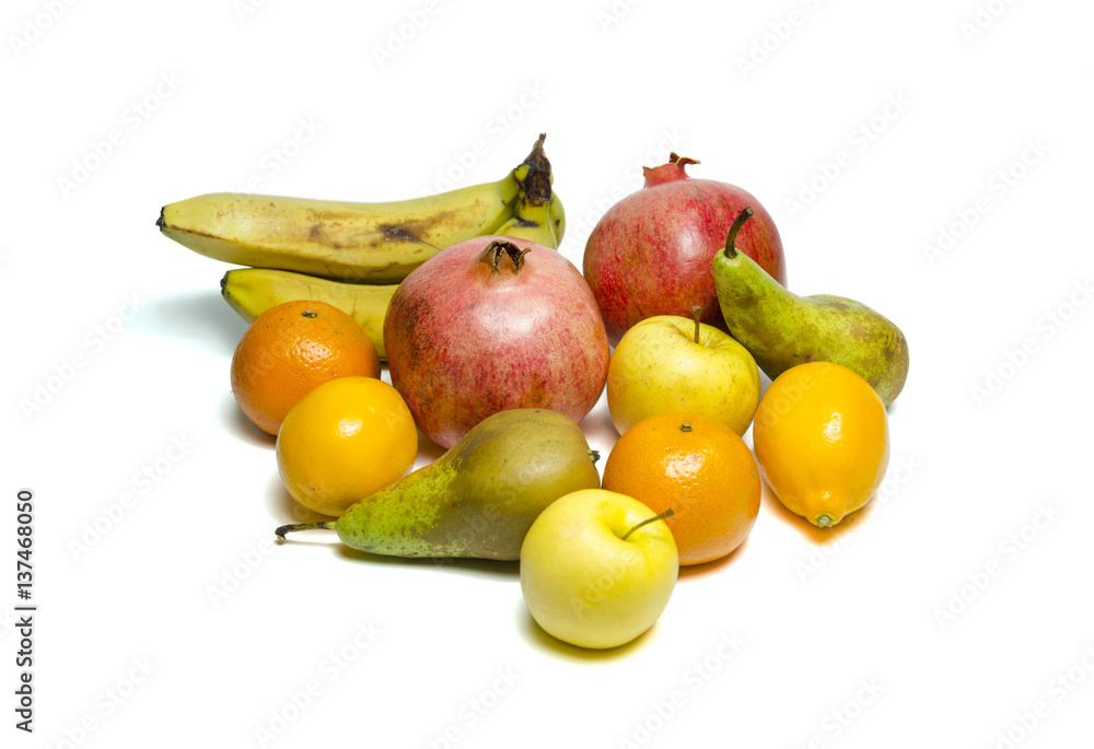 Close up of heap of fruit, isolated on white. Close up of heap of fruit, isolated on white.