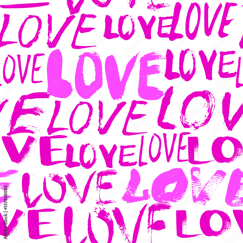 Pattern with hand painted words love Pattern with hand painted words love