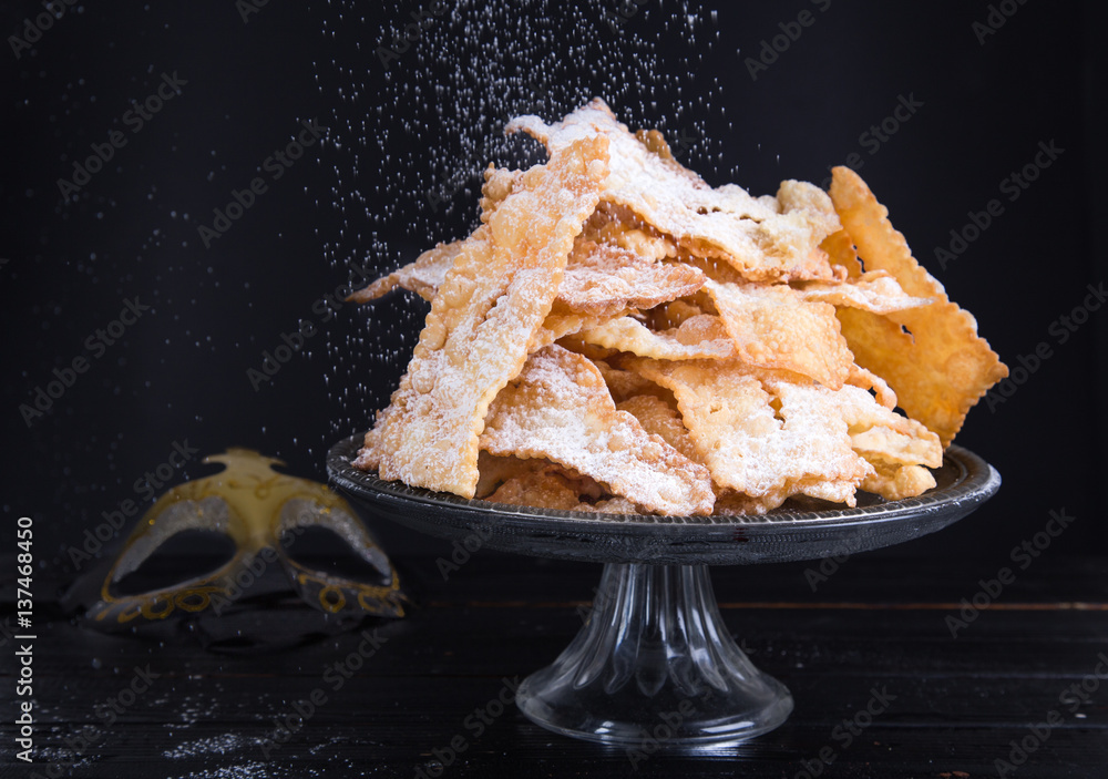 carnival sweets with powdered sugar for fat Tuesday