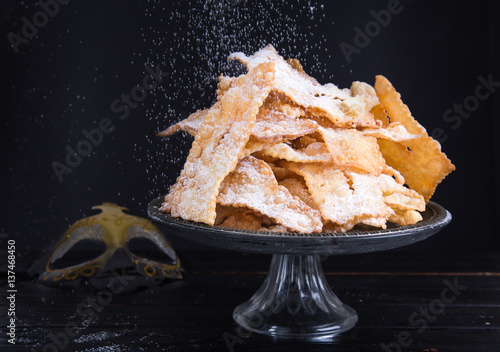 Obraz na płótnie carnival sweets with powdered sugar for fat Tuesday w salonie