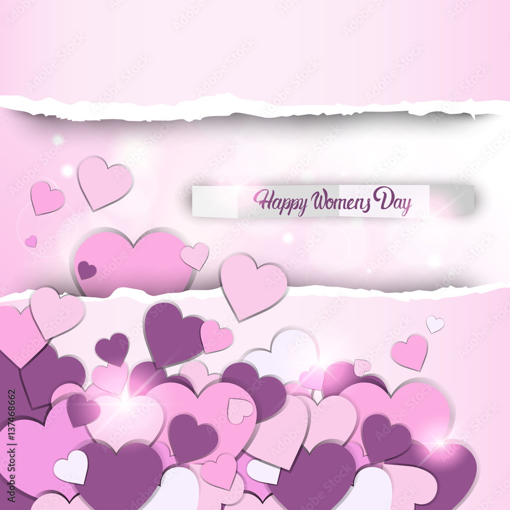 8 March International Women Day Greeting Card Flat Vector Illustration
