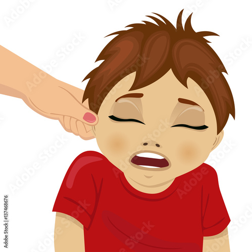 mother pulling a son's ear