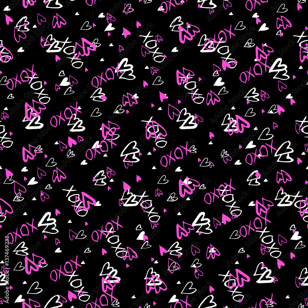 Fototapeta premium Pattern with hand painted hearts