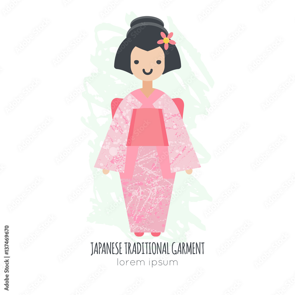 Vector illustration of Japanese Girl in Kimono. Vector illustration of Japanese Girl in Kimono.