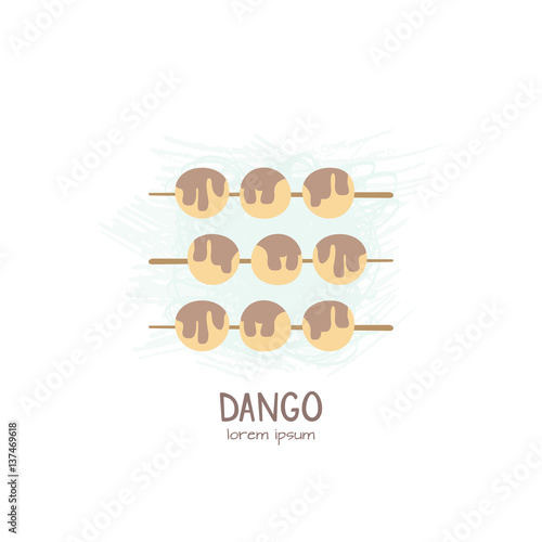 Japanese traditional dessert- Dango. All objects are conveniently grouped and easily editable