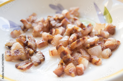 Slika na platnu browned bacon at breakfast