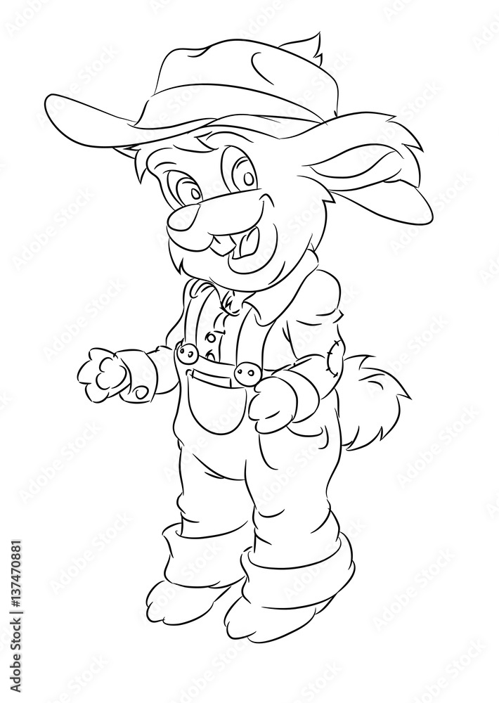 Fototapeta premium happy smiling cartoon rabbit farmer standing smiling and looking