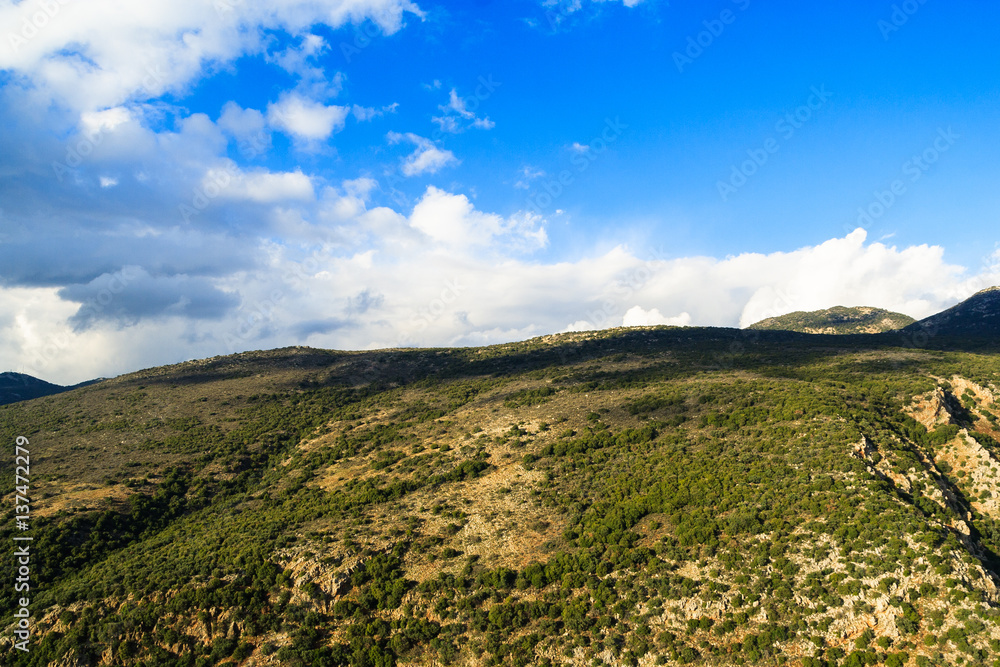 View landscape of the mountainous area of Upper Galilee