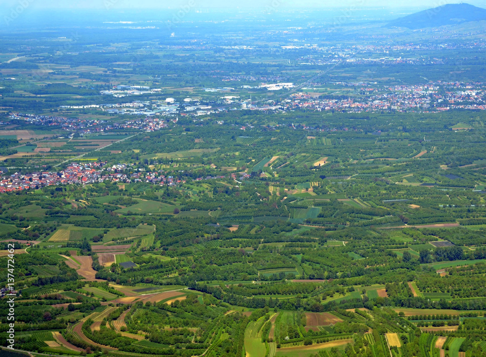 aerial view across the Renchtal wine region of Baden Germany aerial view across the Renchtal wine region of Baden Germany