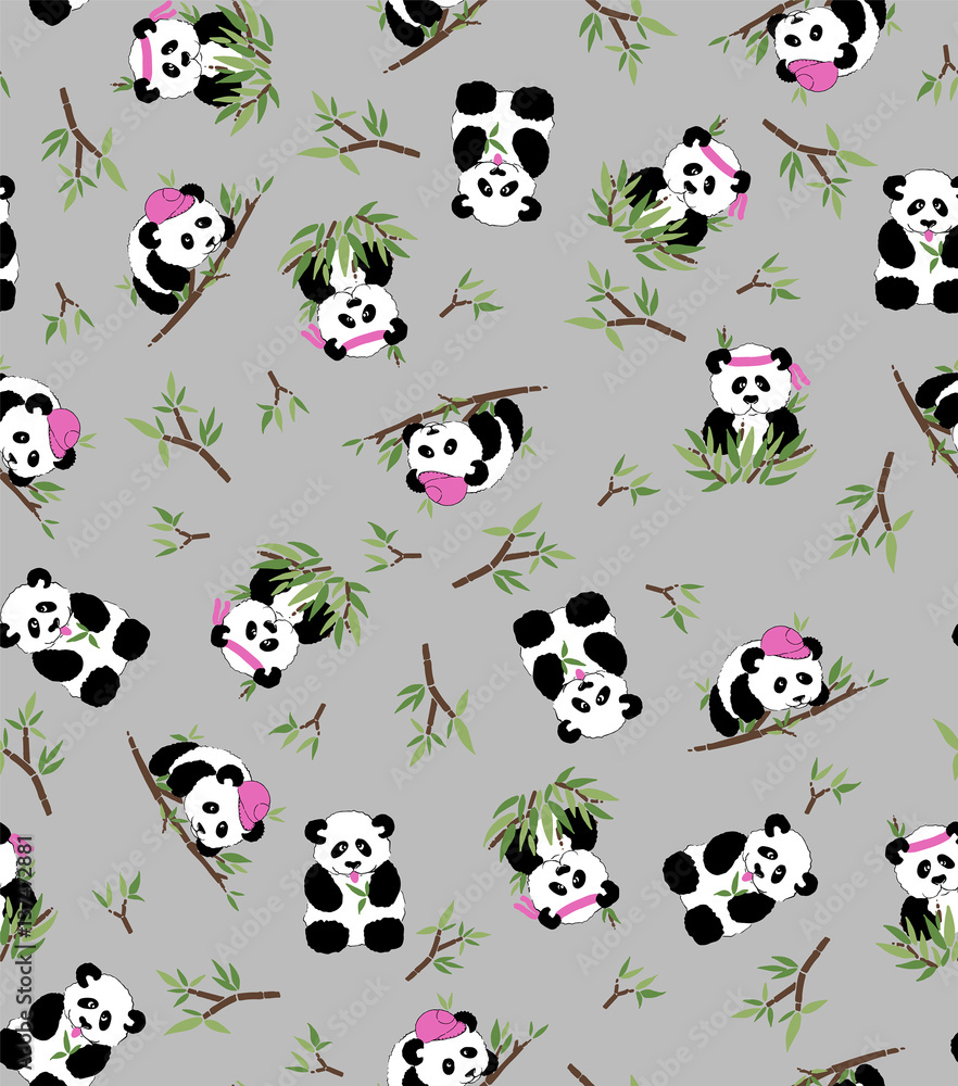 Obraz premium pattern panda bamboo for textile