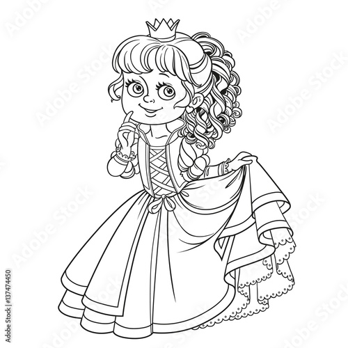 Lovely princess outlined picture for coloring book on white background