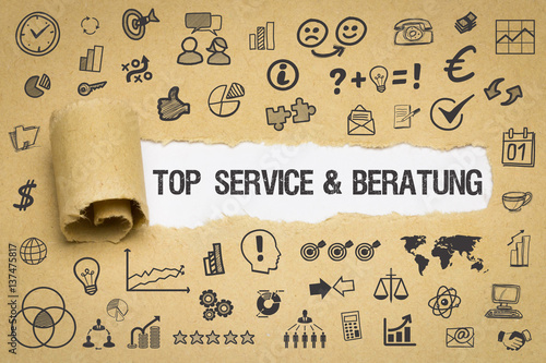 Top Service & Beratung / Papier mit Symbole