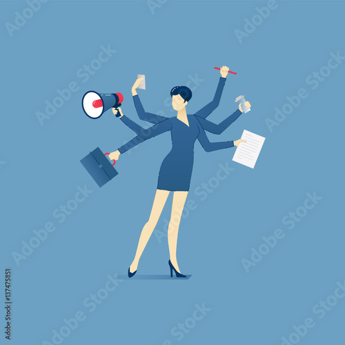 Multitasking business woman