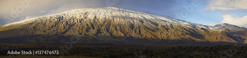 Panoramic view of the Snaefellsjokull volcano on the western tip of the Snaefellsness Peninsula; Iceland photo