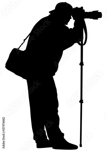 Man with a camera on white background
