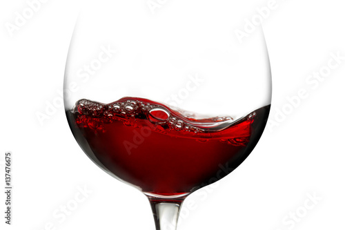 red wine in a glass isolated on white background photo