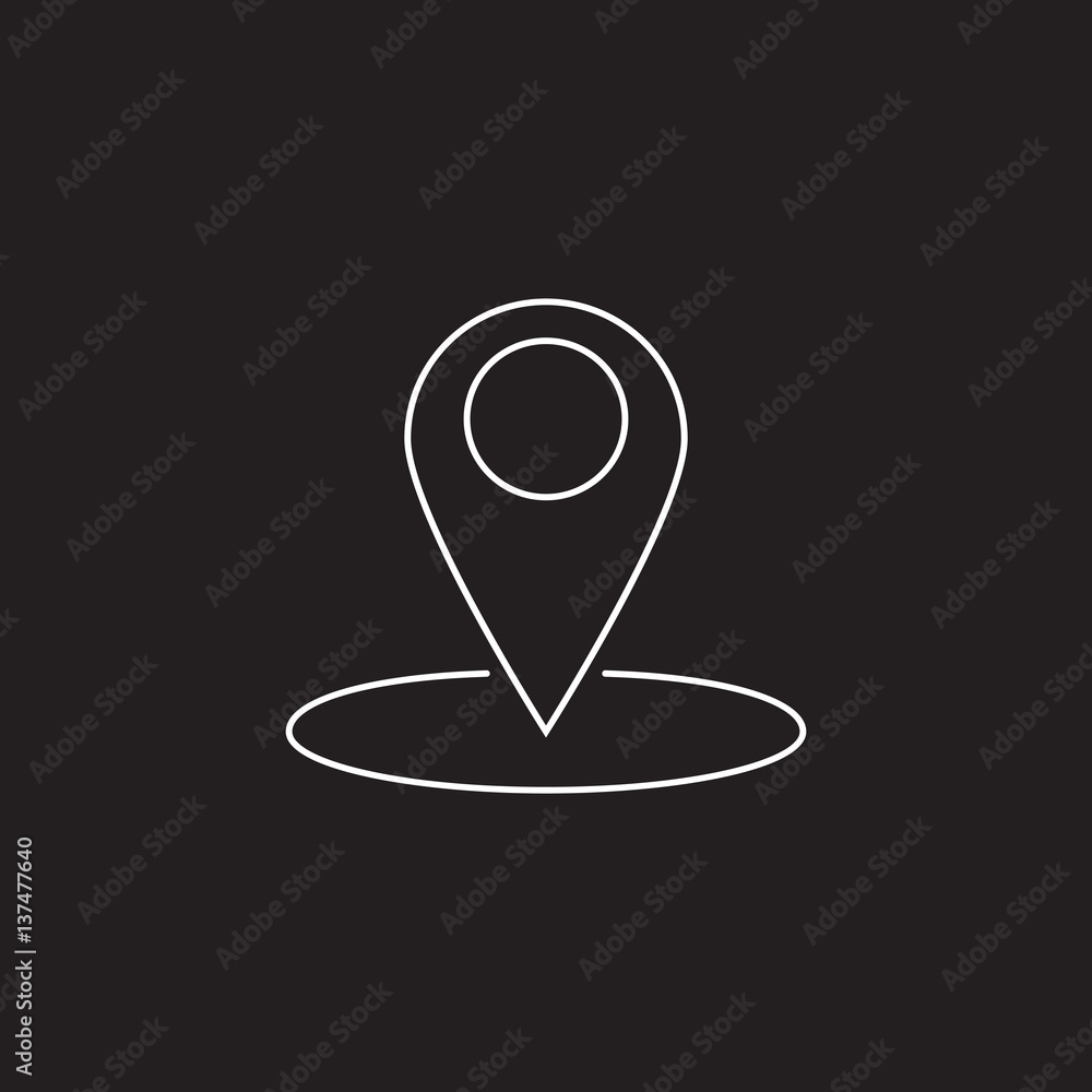map pointer line icon, outline vector logo illustration, linear pictogram isolated on black