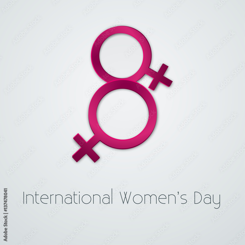 8 March Vector illustration Poster template for 8 March with pink Venus sign in shape of number 8 on white background Paper art 8 March Vector illustration Poster template for 8 March with pink Venus sign in shape of number 8 on white background Paper art