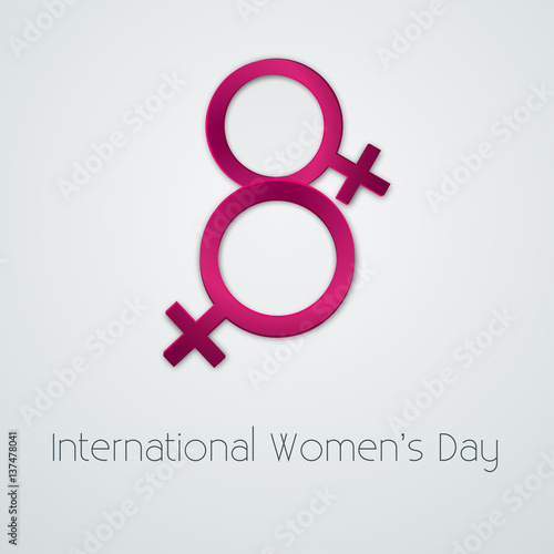 8 March Vector illustration Poster template for 8 March with pink Venus sign in shape of number 8 on white background Paper art