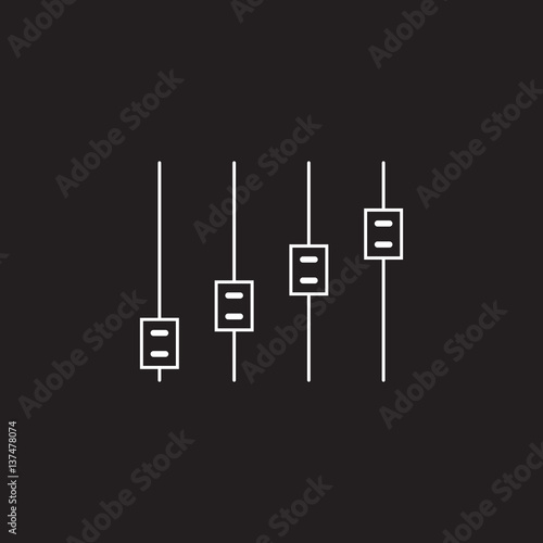 slider bar thin line icon, settings outline vector logo illustration, linear pictogram isolated on black