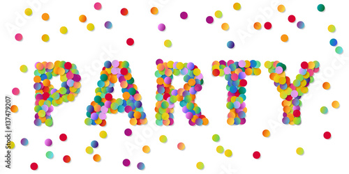 Colorful round confetti carnival Party sign vector illustration