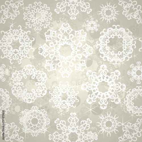 Seamless wallpaper with snowflakes. Christmas background, pastel colors