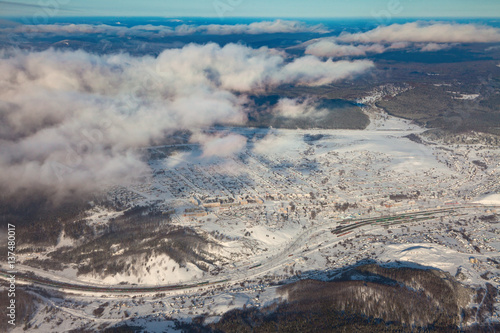View from above of Berdyaush, Southern Ural, Russia