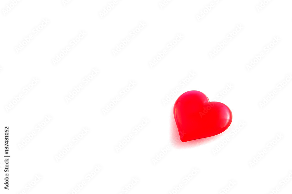 Fototapeta premium Valentine red glass heart isolated on white background
