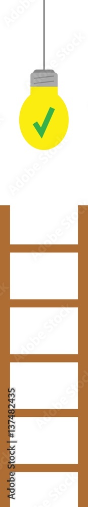 Hanging light bulb includes check mark with ladder Hanging light bulb includes check mark with ladder