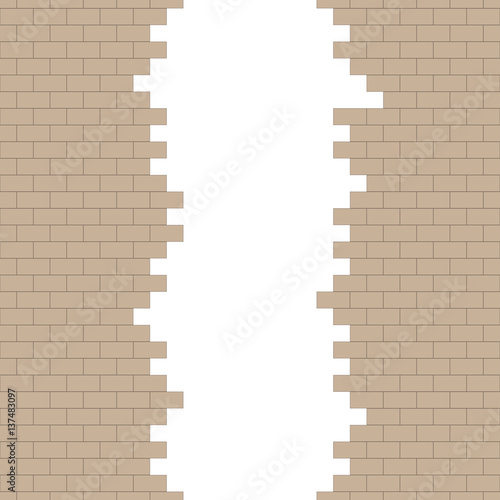 Broken brick wall with place for text. Vector illustration.