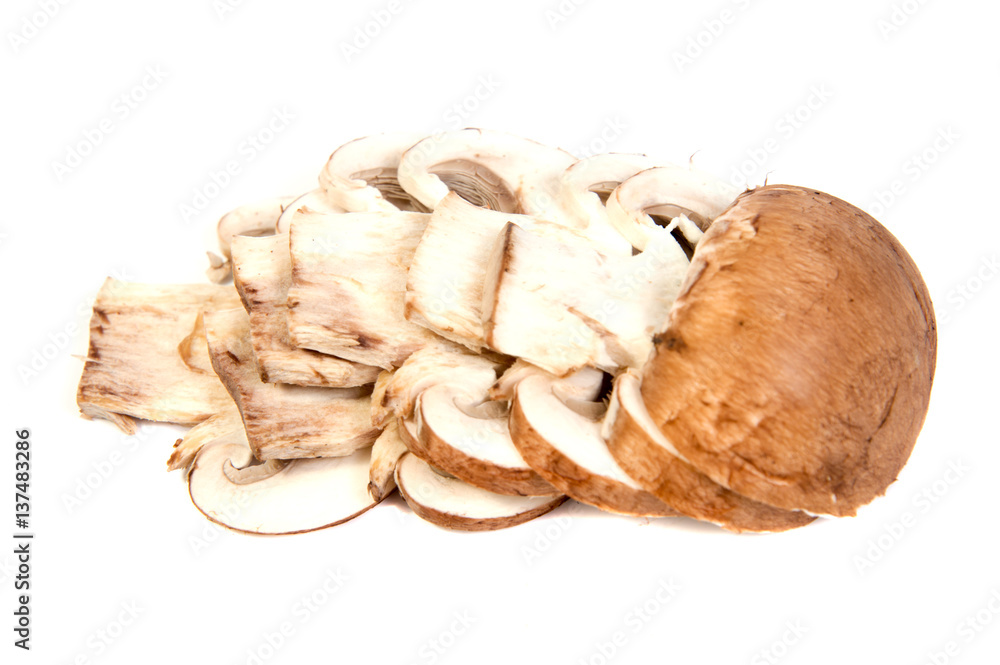 Set Champignon mushroom isolated on white background. Set Champignon mushroom isolated on white background.