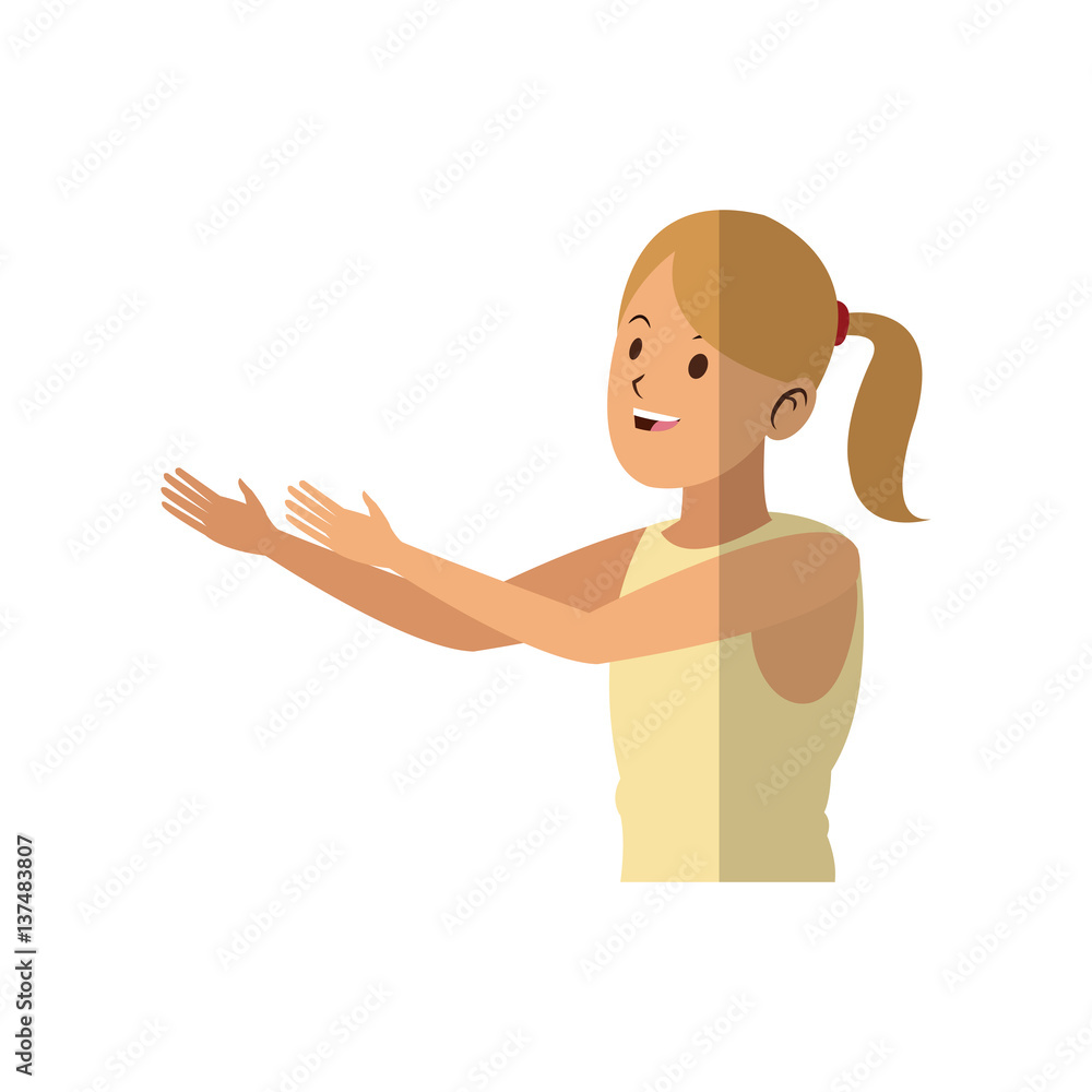 happy woman cartoon icon over white background. colorful design. vector illustration happy woman cartoon icon over white background. colorful design. vector illustration
