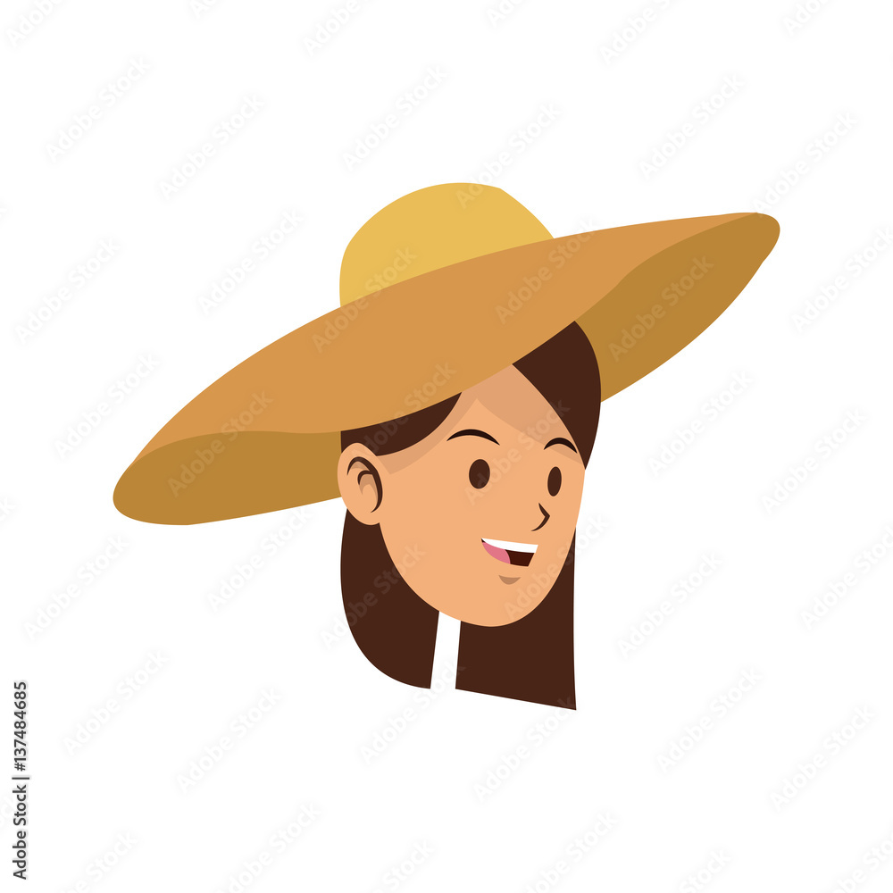 gardener woman wearing a hat over white background. colorful design. vector illustration
