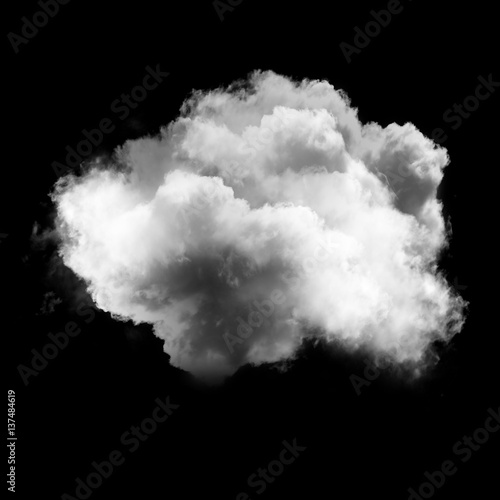 White fluffy cloud isolated over black background