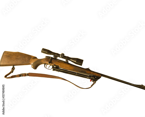 hunting carbine with optical system isolated on white background