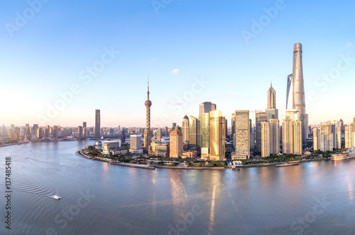 Aerial View of Lujiazui Financial District in Shanghai,China