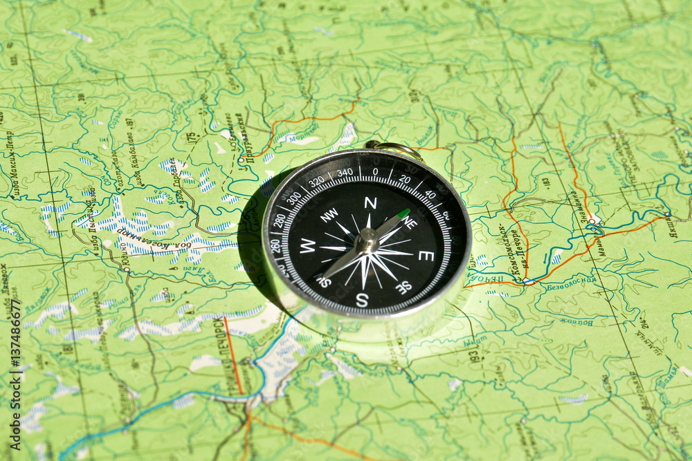 Map with compass.
