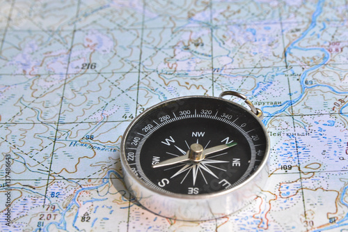 Map with compass. © sergunt