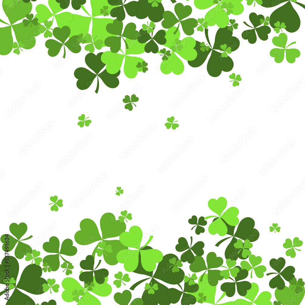 St Patrick's Day background with Shamrock Leaves. Vector illustration. eps10