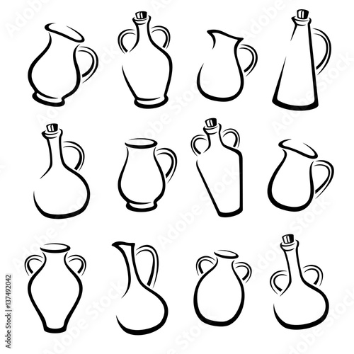 Jugs set. Vector