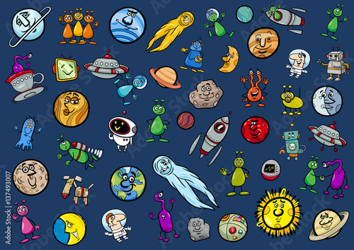 space and fantasy cartoon set
