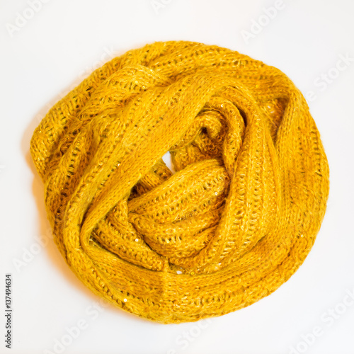 Scarf yellow on a white background