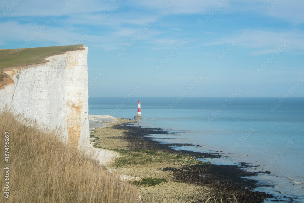 Beachy Head lighthouse at Seven Sisters country park, East Sussex, England.