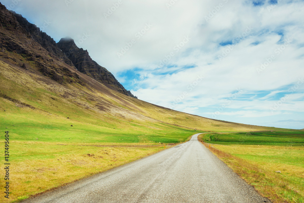 road in mountains. Beauty world Iceland