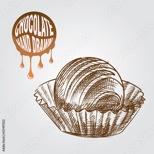 Sketch pieces chocolate isolated on a white Vector Image