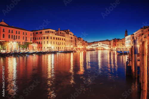 City landscape. Rialto Bridge in Venice  Italy