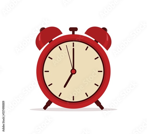 Alarm clock in flat style. Vector illustration. 