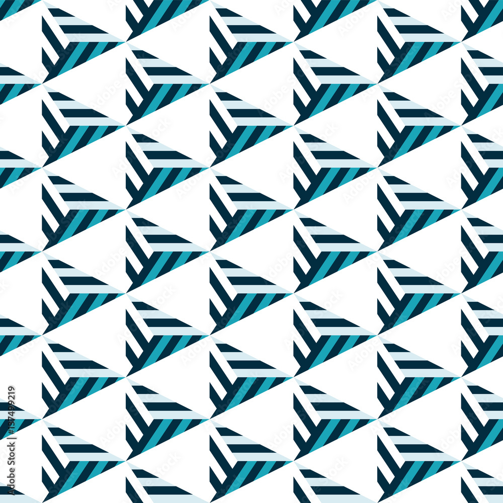 Abstract seamless pattern of bright blue triangles and lines. Abstract seamless pattern of bright blue triangles and lines.
