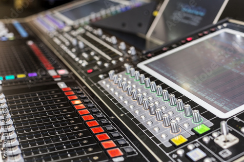 Large panel of the stage controller with screens