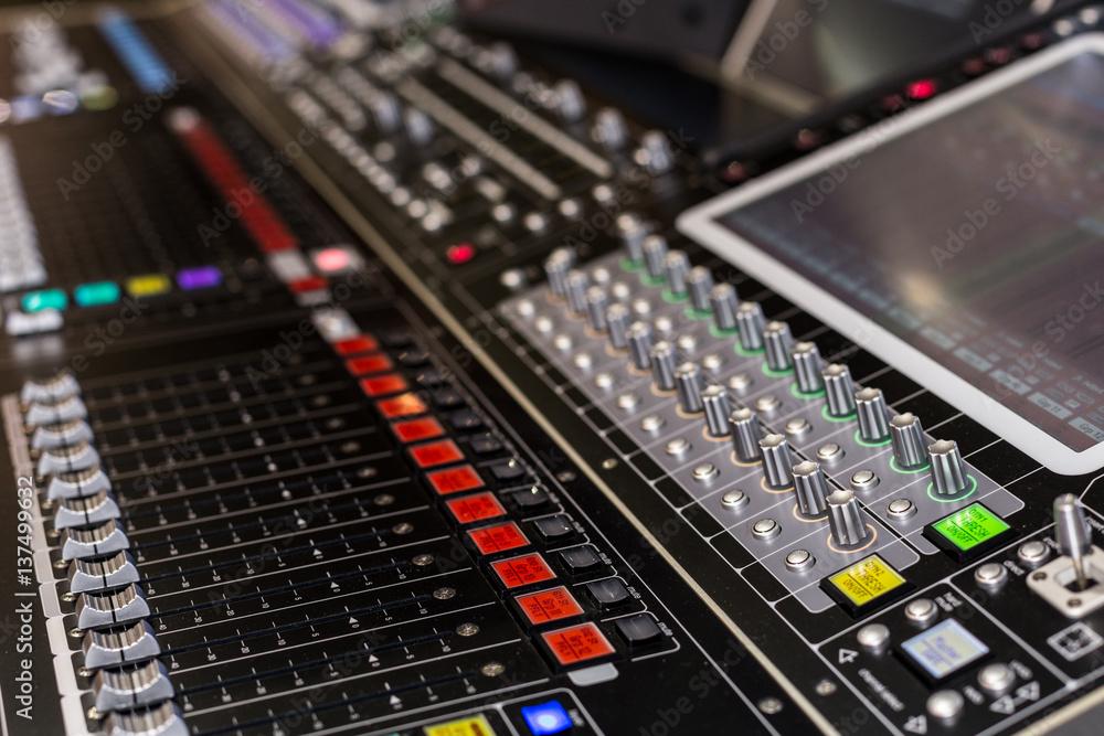 Large panel of the stage controller with screens